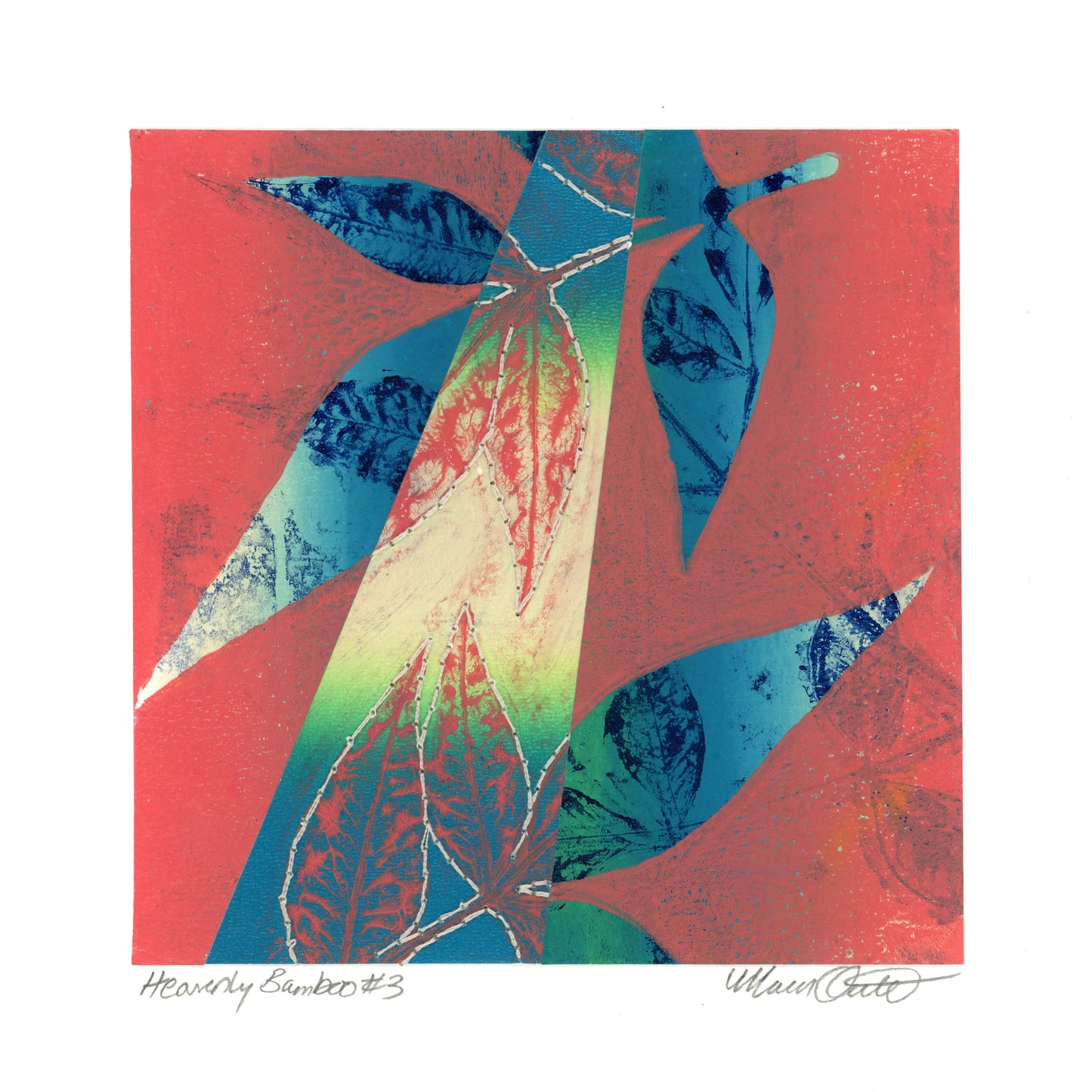 Heavenly Bamboo #3 - Monotype Collage