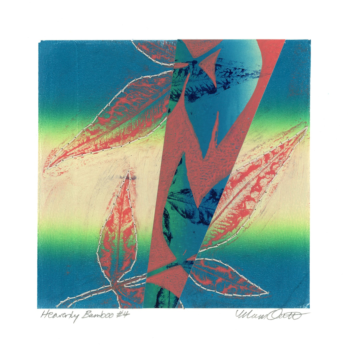 Heavenly Bamboo #4 - Monotype Collage