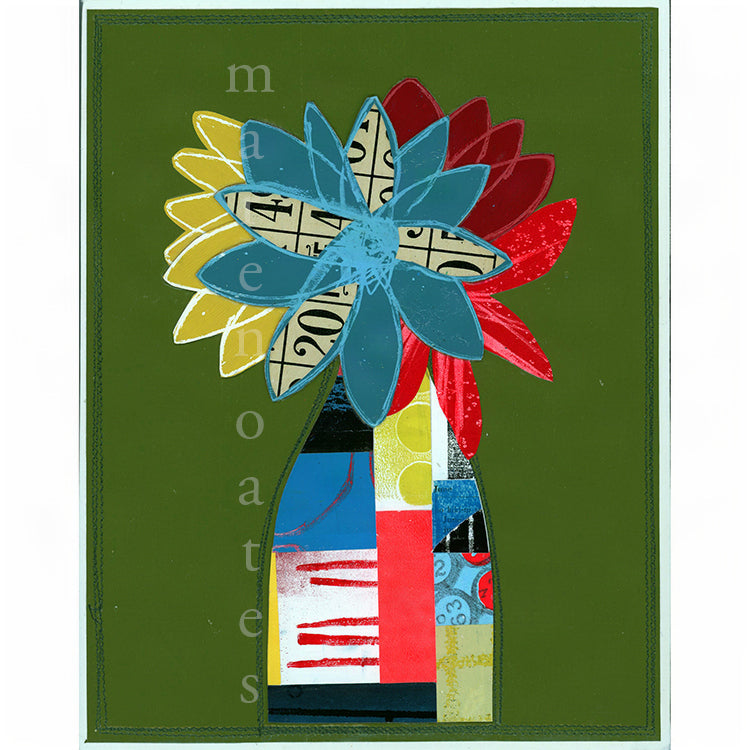 Lucky Day Bouquet | Original Floral Collage on Wood Panel, 8" x 10"
