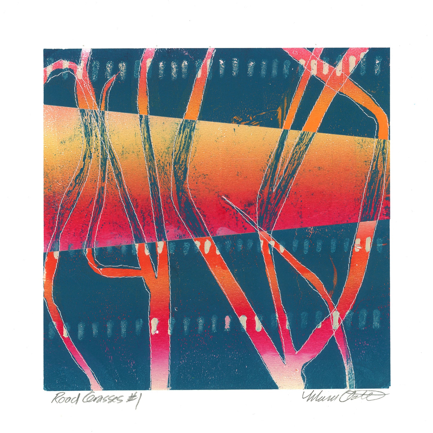 Road Grasses #1 - Monotype Collage