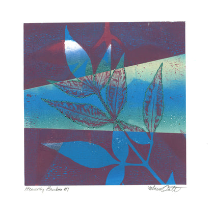 Heavenly Bamboo #1 - Monotype Collage