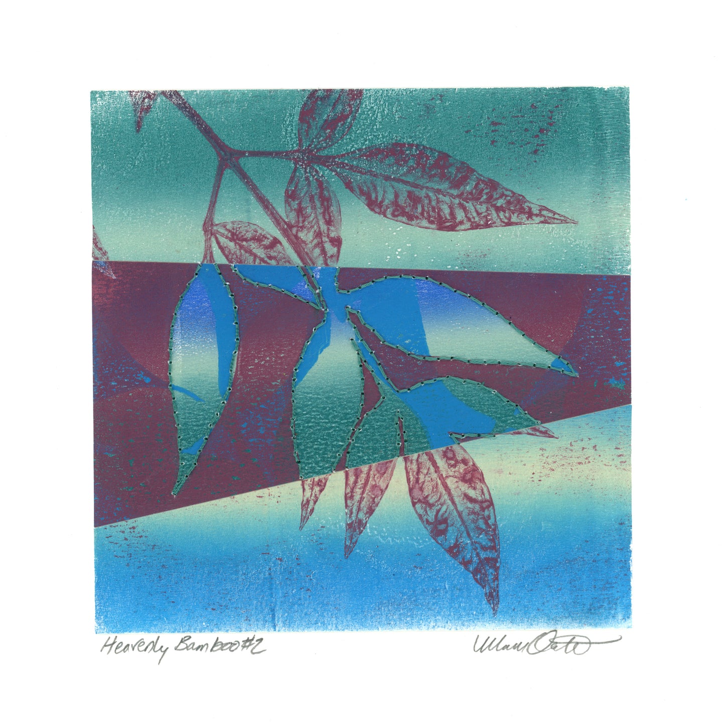 Heavenly Bamboo #2 - Monotype Collage