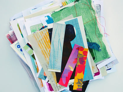 Gel Plate Printed Collage Paper Pack - Option A | About 50 Hand-Printed Papers