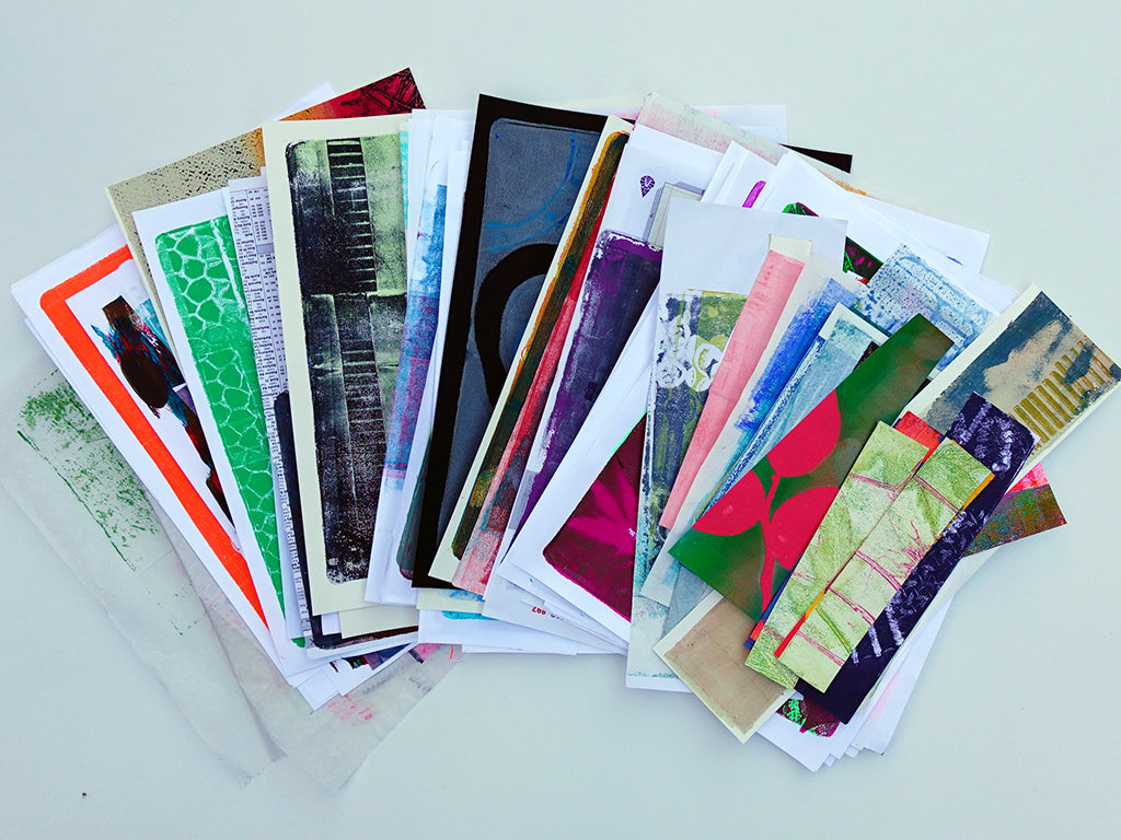 Gel Plate Printed Collage Paper Pack - Option B | About 50 Hand-Printed Papers