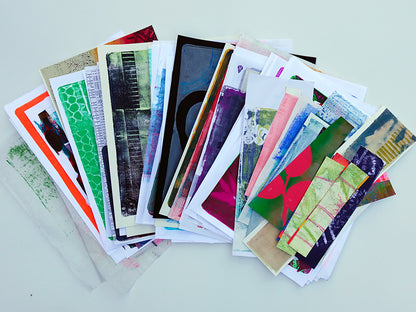 Gel Plate Printed Collage Paper Pack - Option B | About 50 Hand-Printed Papers