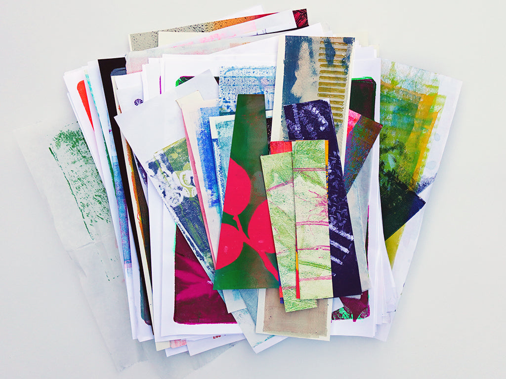 Gel Plate Printed Collage Paper Pack - Option B | About 50 Hand-Printed Papers
