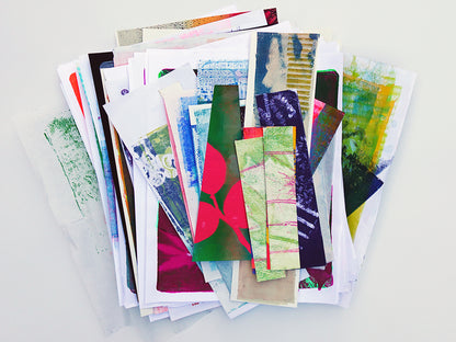 Gel Plate Printed Collage Paper Pack - Option B | About 50 Hand-Printed Papers