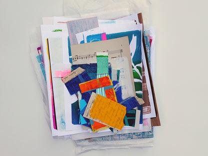 Gel Plate Printed Collage Paper Pack - Option D | About 50 Hand-Printed Papers