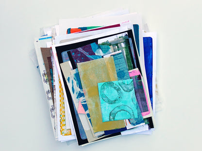 Gel Plate Printed Collage Paper Pack - Option E | About 50 Hand-Printed Papers
