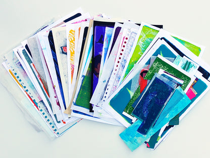 Gel Plate Printed Collage Paper Pack - Option G | About 50 Hand-Printed Papers
