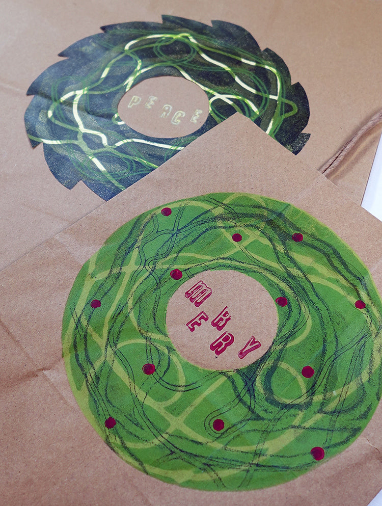 Digital Tutorial - Gel Printed Holiday Wreaths