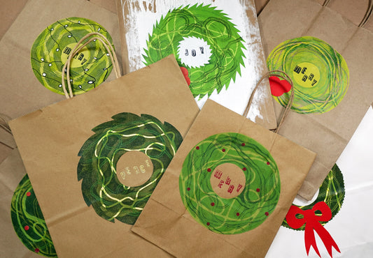 Digital Tutorial - Gel Printed Holiday Wreaths